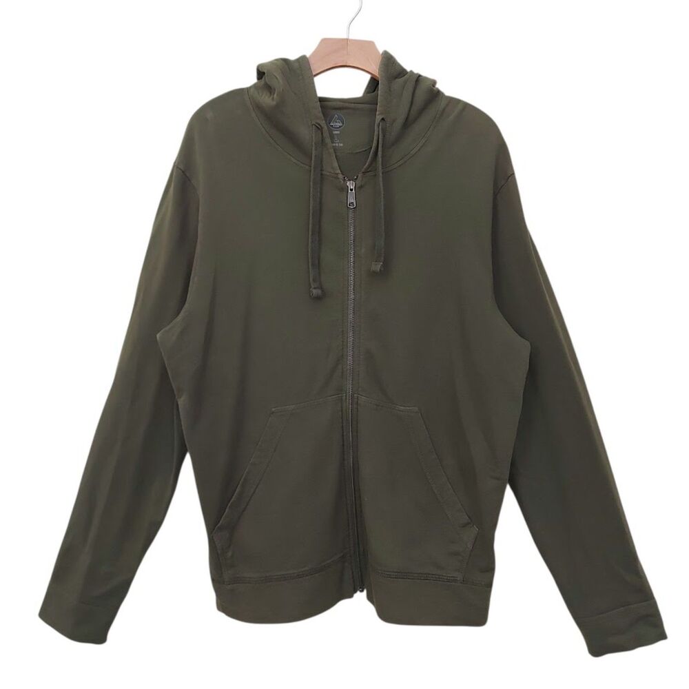 American Giant Hoodie Mens Large Olive Green Classic French Terry Full Zip